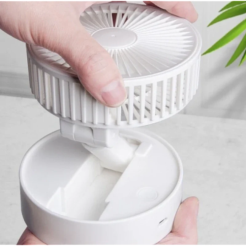 Ventilator portabil de masa cu incarcare prin USB cu 3 Trepte de viteza Alb