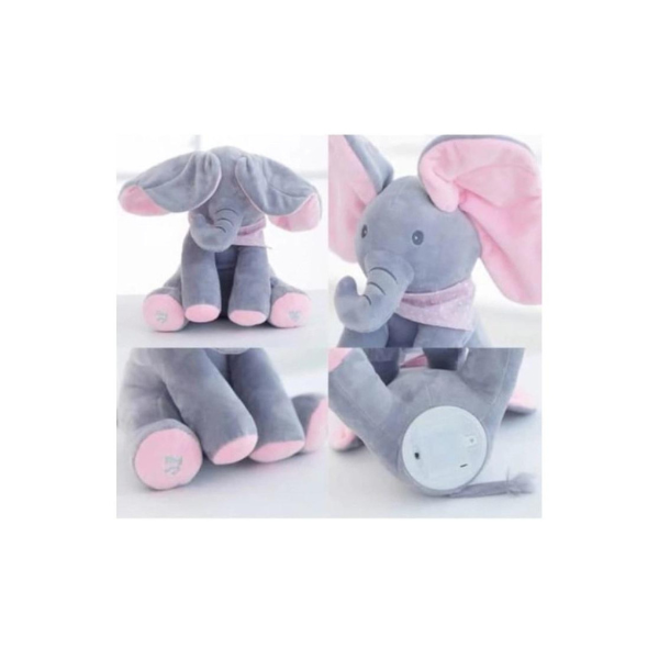 Jucarie interactiva Elefant Cucu Bau Peek a Boo, roz
