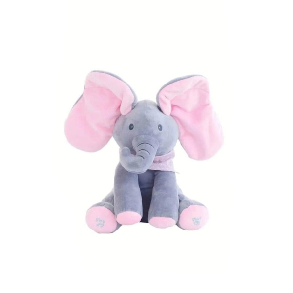 Jucarie interactiva Elefant Cucu Bau Peek a Boo, roz